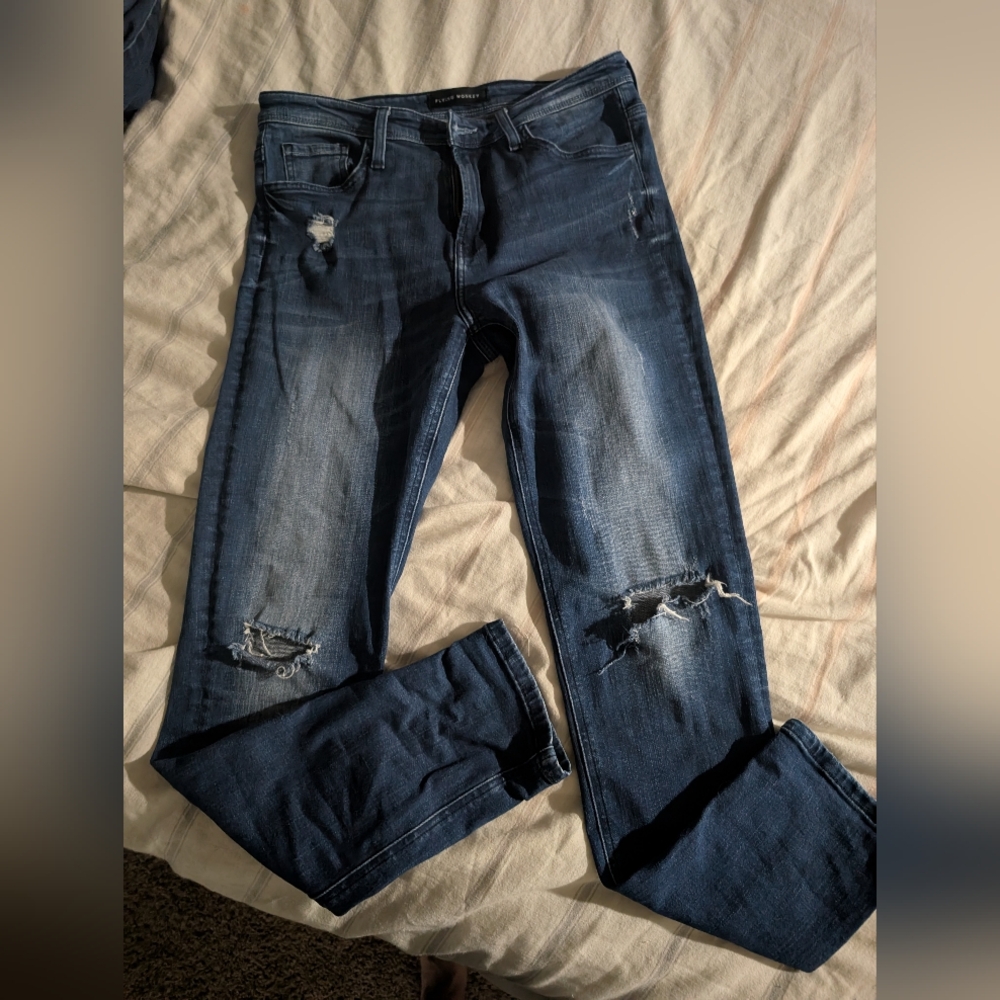 Women's Distressed Flying Monkey Blue Jeans
